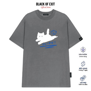 Áo thun unisex BLACK OF EXIT Pupu phông tay lỡ nam nữ form rộng Local Brand
