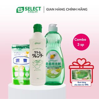 Combo Bột Baking Soda Và kem Tẩy Rửa Đa Năng Kèm Nước Rửa Bát Chén S Select Nhật Bản