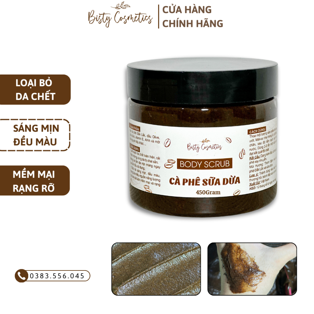 Tẩy Tế Bào Chết Body CÀ PHÊ SỮA DỪA 450G,Tẩy Da Chết Cà Phê Làm Sáng Da, Mịn Màng | BigBuy360 - bigbuy360.vn