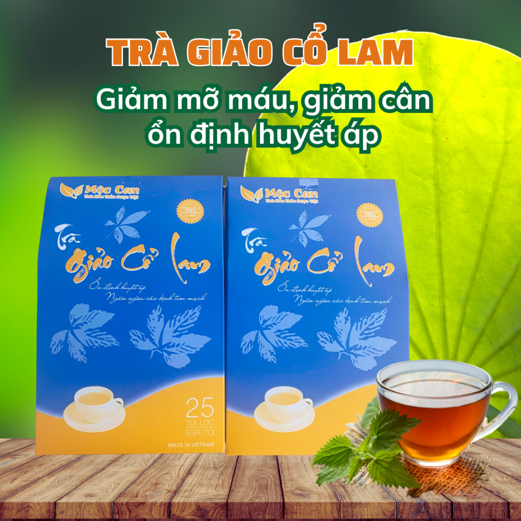 Trà ổn định huyết áp giảo cổ lam Mộc Can giảm cân giảm mỡ máu cho người huyết áp cao. 1 Hộp 25 túi lọc