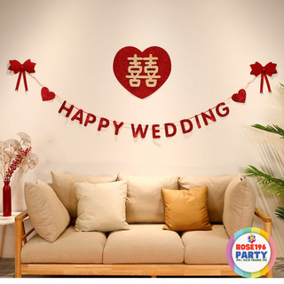 Dây treo chữ happy wedding trang trí đám cưới