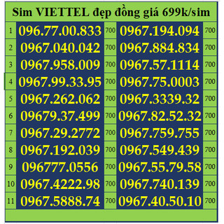 Sim số đẹp viettel - dễ nhớ - phong thủy - giá thanh lý !