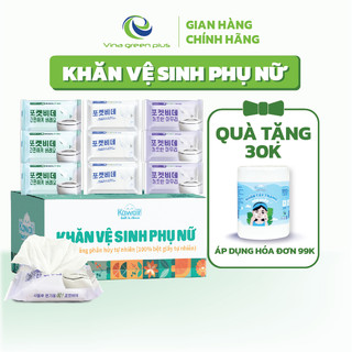 Hộp 10 gói khăn ướt phụ khoa vệ sinh phụ nữ Kawaii làm từ thiên nhiên, an toàn cho da nhạy cảm