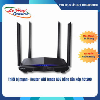 [Mã 99ELHA giảm 7% đơn 300K] Thiết bị mạng - Router Wifi Tenda AC6 băng tần kép AC1200