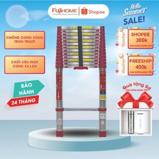 Thang nhôm inox rút đơn 3,8m - 4,4m - 5.4m gấp gọn nhập khẩu chính hãng nhật bản