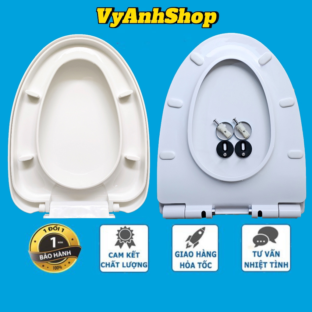 Nắp Bồn Viglacera V36- V37 - V39 - V45 - V64 - V65 - BL5M - BL5V  - Nắp Rơi Êm Nhựa Phủ Bóng Chống Ố Vàng