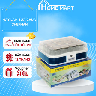 Máy làm sữa chua Chefman CM-321T 12 cốc thủy tinh có khay chống vỡ cốc, nồi ủ sữa chua làm yaourt, làm món tráng miệng