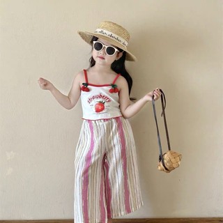 Bộ quần áo bé gái- Bộ đồ bé gái 2 dây kết hợp quần suông cho bé đi du lịch từ 8kg đến 20kg