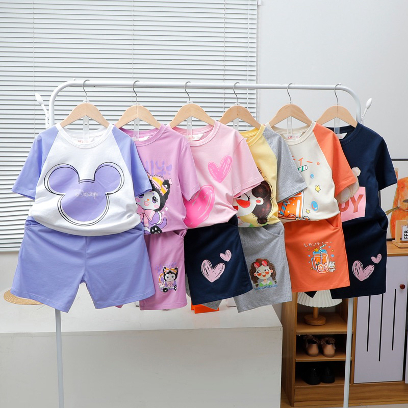 Bộ đồ cộc bé gái size đại Janeshop, Set áo cotton quần đùi size đại xuất mềm mát 20-48kg