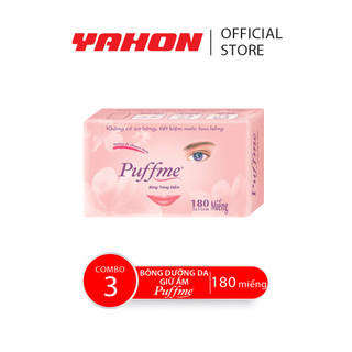 Combo 3 Hộp Bông Dưỡng Da PUFFME Airlaid, 180 Miếng/Hộp