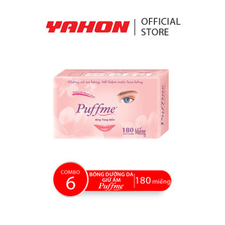 Combo 6 Hộp Bông Dưỡng Da PUFFME Airlaid, 180 Miếng/Hộp