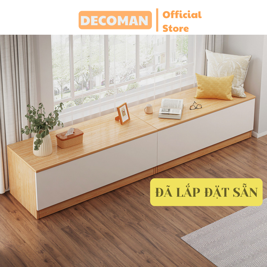 Tủ gỗ để quần áo, để đồ Decoman tận dụng không gian cạnh giường hay cửa sổ có thể ngồi, nằm được tiện lợi - D05