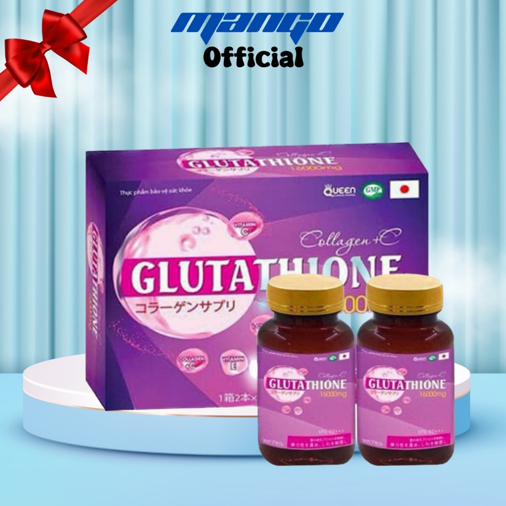 Glutathione 16000mg viên uống trắng da, mờ nám, giảm thâm, nâng tone collagen+C, hộp 60 viên