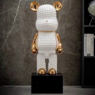 KHÔNG KÈM KỆ - Tượng gấu Bearbrick bụng phệ đính ngọc màu VÀNG có 2 size 50cm + 80cm mã 5021 + 8021