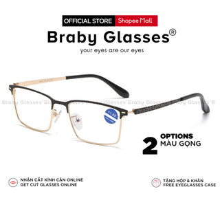 Kính lão đọc sách cho người lớn tuổi Braby Glasses viễn thị gọng kim loại mảnh chắc chắn chống gẫy có độ sẵn KL08