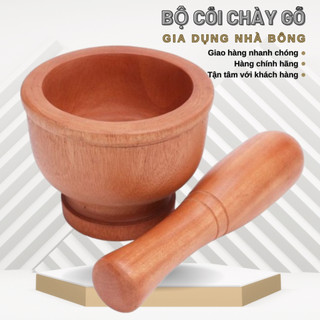 Bộ cối chày bằng gỗ size lớn, Bộ chày cối bằng gỗ đẹp