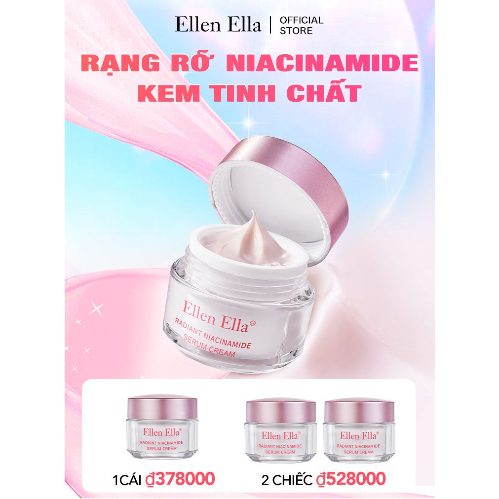 Ellen Ella Kem Dưỡng Tinh Chất Radiant Niacinamide Hoa Hồng Rạng Rỡ, Hiệu Quả Dưỡng Trắng Tấp 8 Lần,