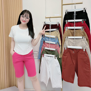 [ROSACA] Quần Ngố Nữ Ngang Gối Lưng Thun, Ống Suông Đẹp, Giá Xưởng - Vải Kaki Mềm Mịn, Không Ra Màu