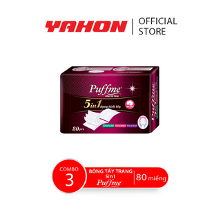 Combo 3 Hộp Bông Tẩy Trang PUFFME 5in1 Cao Cấp 5 Lớp, 80 Miếng/Hộp