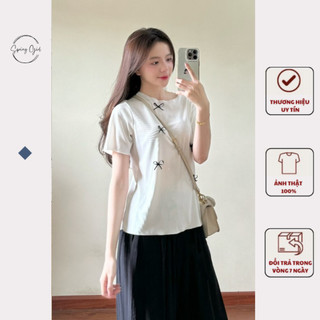 Áo thun babytee nơ vải tăm lạnh co giãn Spring 1200 P6K3