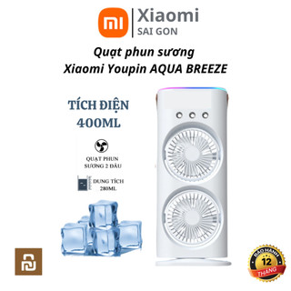 Quạt phun sương 2 đầu Xiaomi Youpin AQUA BREEZE - Quạt tích điện kèm điều khiển, xoay 180 độ tạo độ ẩm làm mát bằng nước