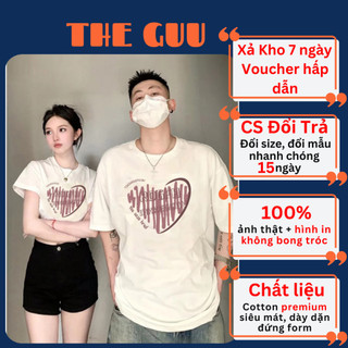 Áo Thun Unisex Nam Nữ Form Rộng Local Brand THE GUU Tay Lỡ Cổ Tròn  Trắng Đen Cho Cặp Đôi TGT95