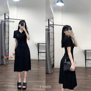 Váy cổ polo thêu ngựa dáng dài chất tăm lạnh siêu mát MC221