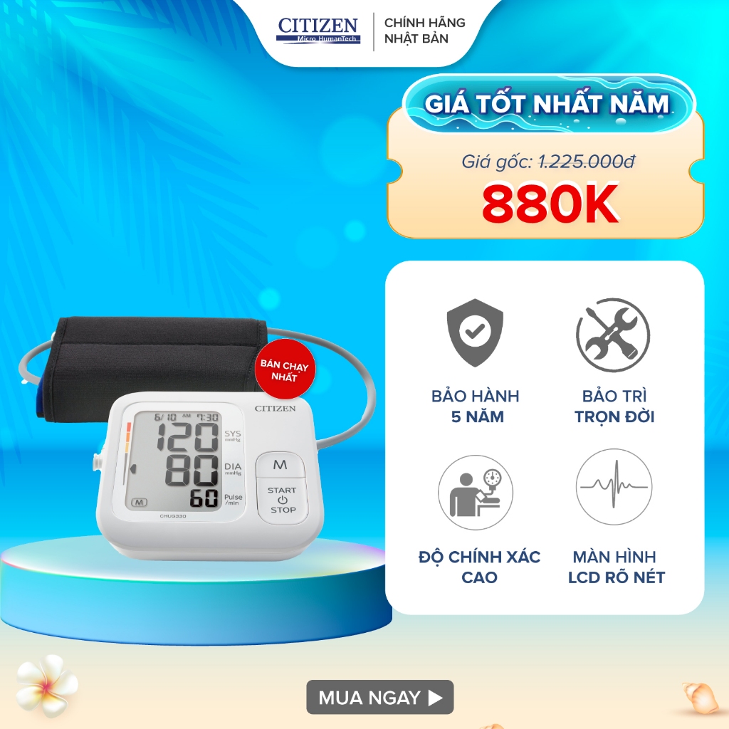 Máy đo huyết áp điện tử bắp tay CITIZEN CHUG330