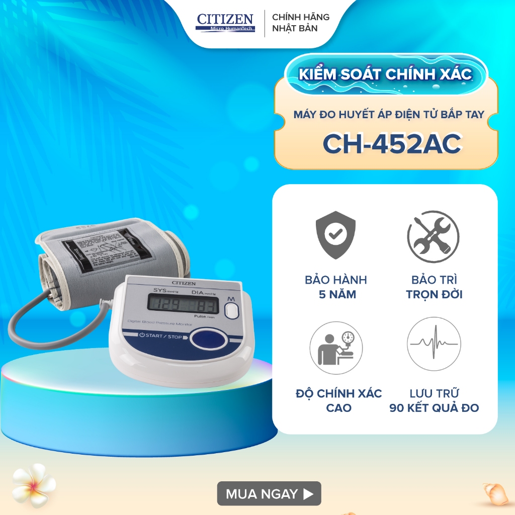 Máy đo huyết áp điện tử bắp tay Citizen CH-452AC
