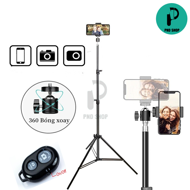 Giá Đỡ Điện Thoại tripod 3 chân và phụ kiện kẹp remote và Pin remote dùng để chụp ảnh livestream