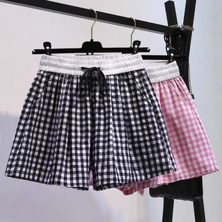 Quần đùi nữ kẻ caro cạp thun trắng lưng cao tôn dáng siêu hot t000s
