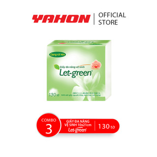 Combo 3 bao giấy vệ sinh đa năng let-green 10*21cm, 130 tờ/bao