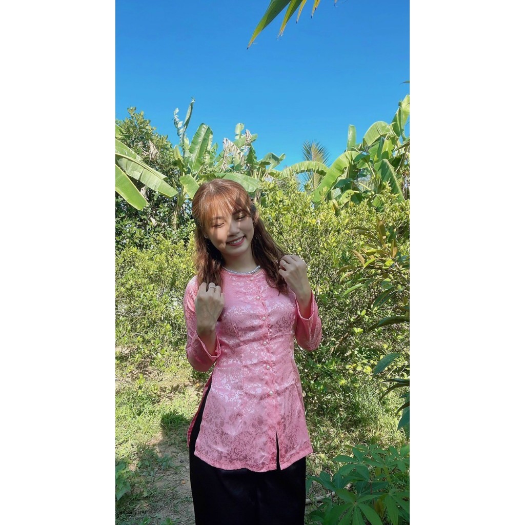 Áo bà ba hoa xinh cổ tròn(bán riêng áo không có quần)
