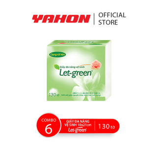 Combo 6 bao giấy vệ sinh đa năng let-green 10*21cm, 130 tờ/bao