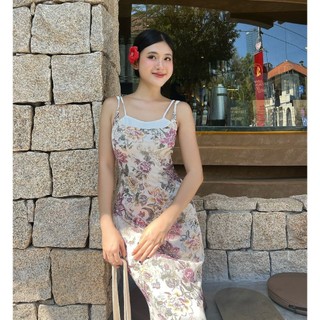 Đầm maxi đuôi cá lưới hoa D590