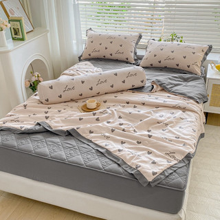 Set chăn ga gối cotton đũi ga chun trần, chăn trần hè