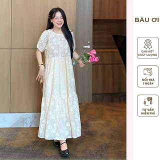 ĐẦM VÁY BẦU TIỂU THƯ DỰ TIỆC CƯỚI MÙA HÈ CHẤT REN TƠ MỀM MÁT V841 - VÁY BẦU CỘC TAY CÔNG SỞ XINH FREESIZE