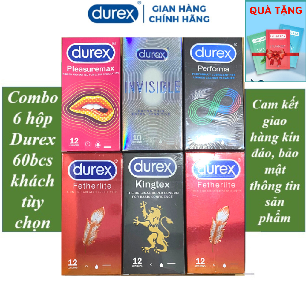 Combo 6 Hộp 70 Bao Cao Su Durex tùy chọn phân loại - Đưa bạn đi đến từng cung bậc cảm xúc
