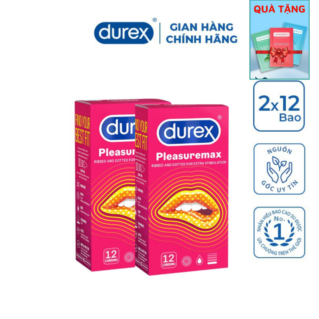 (COMBO GIÁ SỐC) 2 Hộp Bao Cao Su Durex Pleasuremax Gân Gai, Đi đến đâu nàng run đến đó