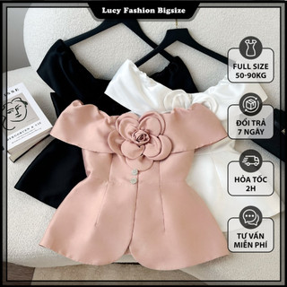 Áo bigsize nữ kiểu trễ vai peplum hoa ngực chất tafta cao cấp phù hợp dự tiệc đi chơi LUCY BIGSIZE 50 - 90kg