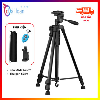 Chân đế điện thoại, tripod máy ảnh 3366 - Kèm remote từ xa và kẹp điện thoại
