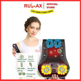 Gối Massage Cổ Vai Gáy RULAX, Tựa Lưng Massage Hồng Ngoại Đa Năng 20 Bi, 2 Động Cơ Rung ( Động Cơ Không Chổi Than)