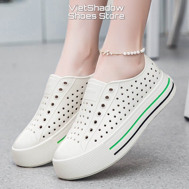 Giày nhựa đi mưa LUCHI đế cao cho nữ thoáng khí mềm chống thấm nước - Mã SP 211 trơn/in