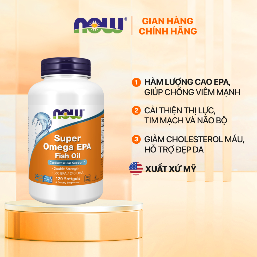 Dầu cá Super Omega 3 EPA Now của Mỹ chính hãng, chống viêm mạnh, cải thiện thị lực, não bộ, tim mạch