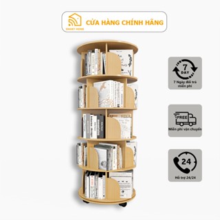 Kệ Sách Kệ Đựng Sách Có Bánh Xe Gỗ Tròn Đa Năng Xoay 360 độ Có Bánh Xe Nhỏ Gọn Tiện Lợi, Kệ Để Sách Gỗ