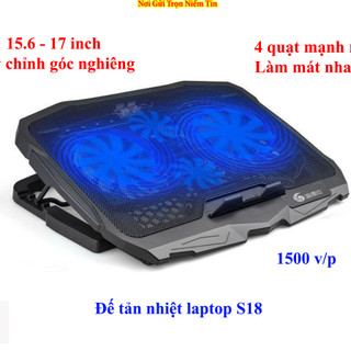 Đế tản nhiệt Cooling Pad 4FAN S18/ N1314 Siêu Mát, Giải Nhiệt Cực Nhanh - CÓ ĐÈN LED - Full Box