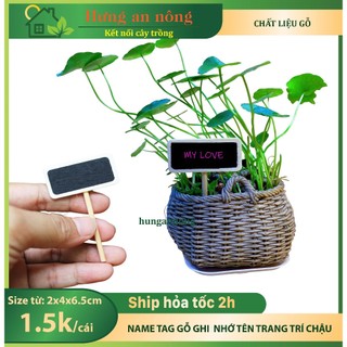 Thẻ trụ gỗ namg tag chữ nhật dùng ghi tên giống cây, trang trí chậu, size mini 2x4cm,