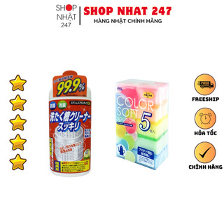[Hỏa Tốc HN] Combo Nước tẩy vệ sinh lồng máy giặt Rocket + Set 5 miếng xốp rửa bát có 1 mặt ráp mẫu mới nội địa Nhật Bản