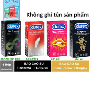 (Combo 4 hộp) Bao cao su Durex Performa, fetherlite, pleasuremax, kingtex - 48 cái