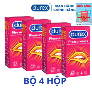 Bộ 4 hộp bao cao su Durex Pleasuremax Gân Gai 12 chiếc/ hộp đi đến đâu nàng run đến đó